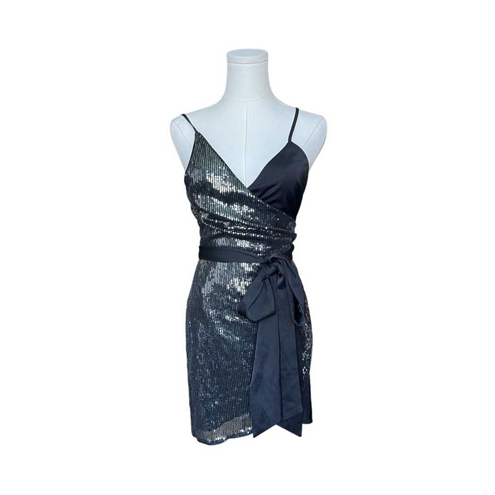 Camila Coelho Sequin Wrap Mini Dress Size S‎ Glam Designer Cocktail Party NYE - Picture 3 of 13